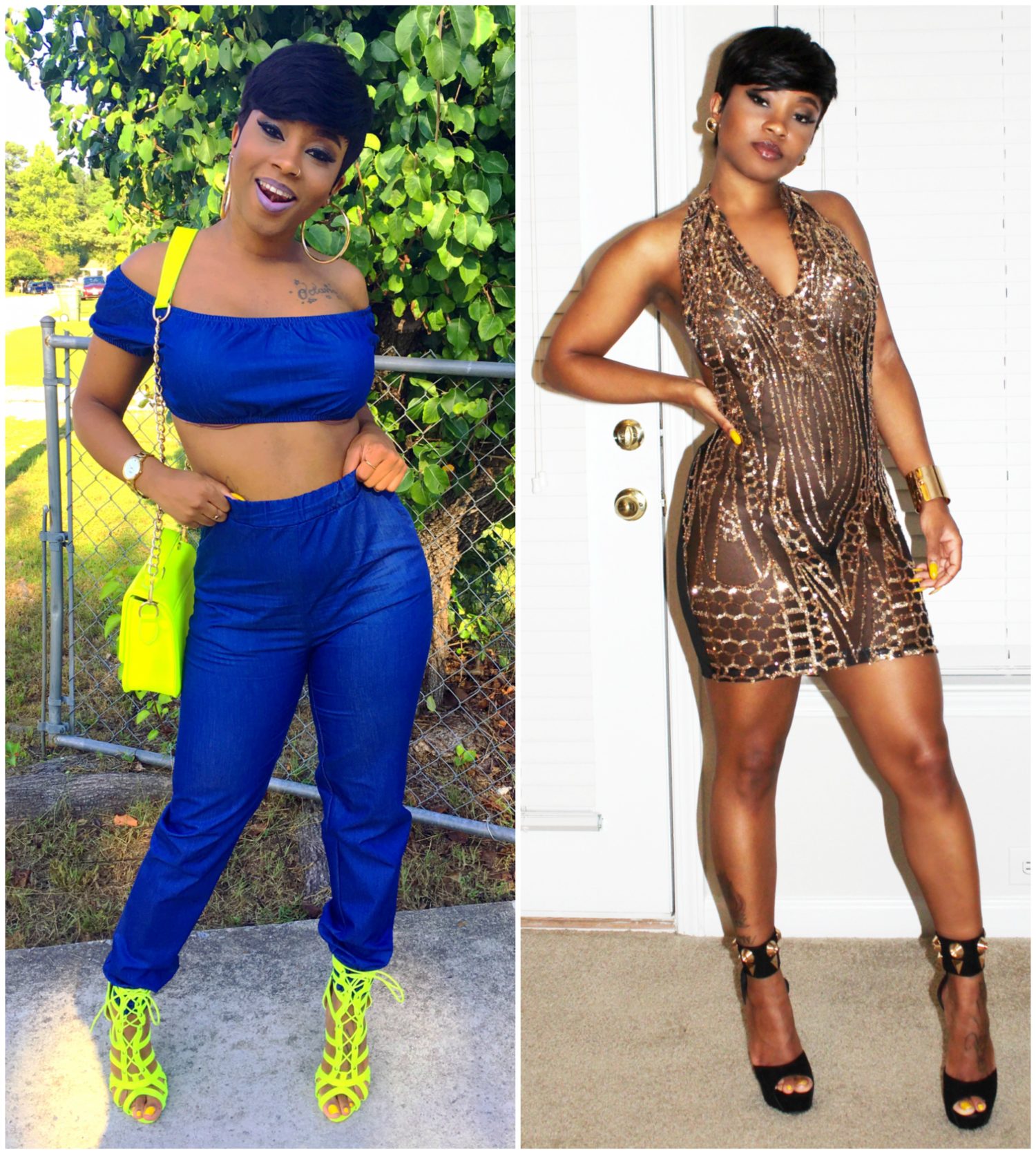 The Lavish Life 2PC Jean Set & Sequin Dress