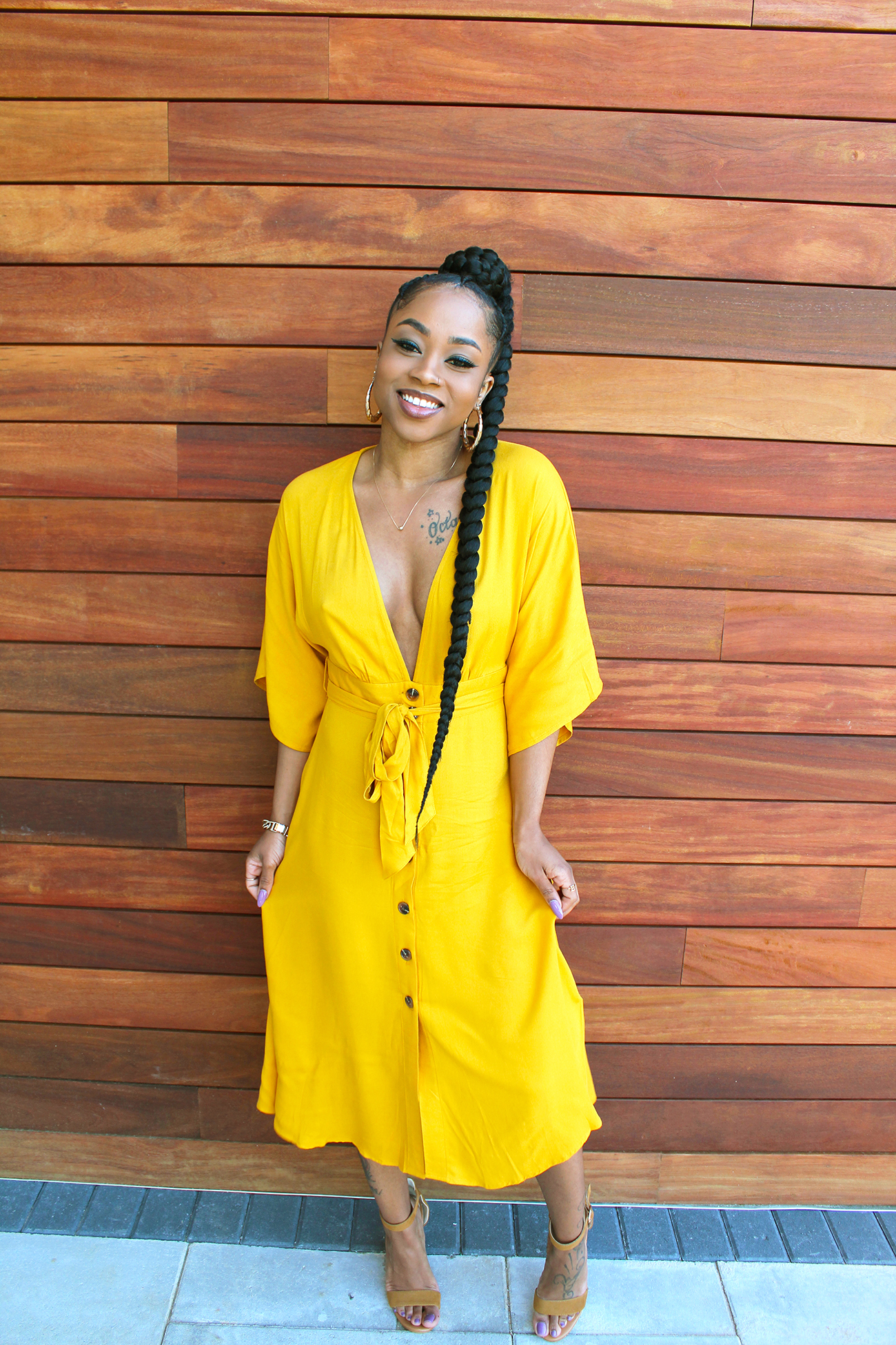 Plunging Button-Front Dress from Forever 21