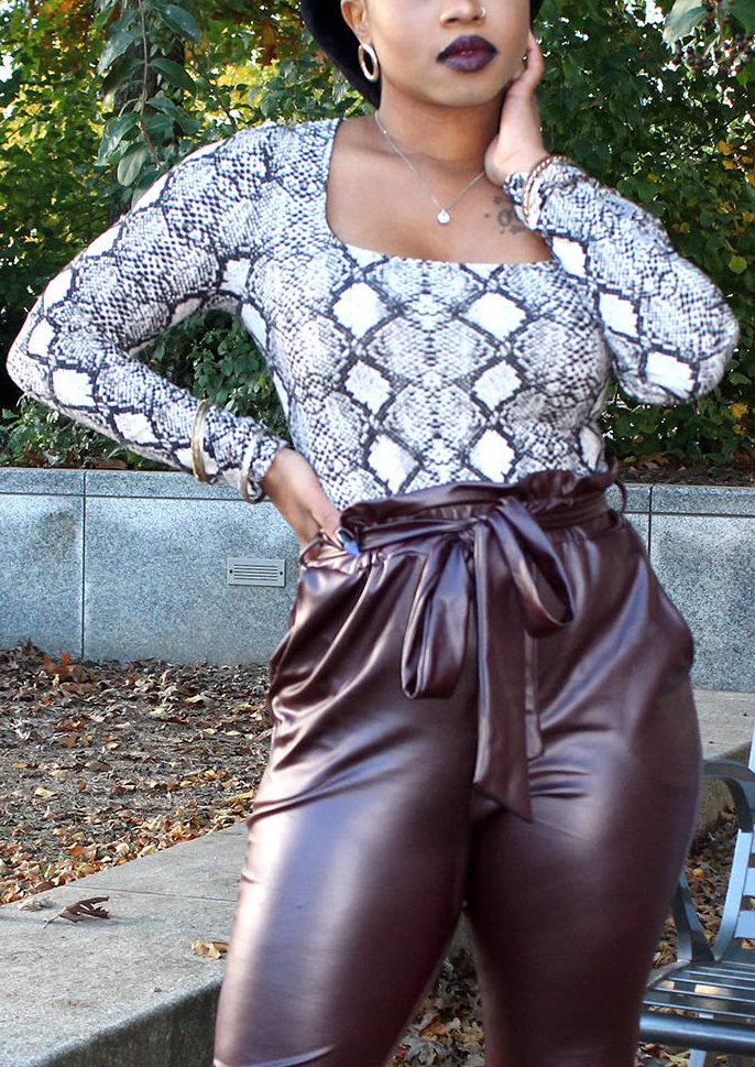 Grey Snakeskin Bodysuit