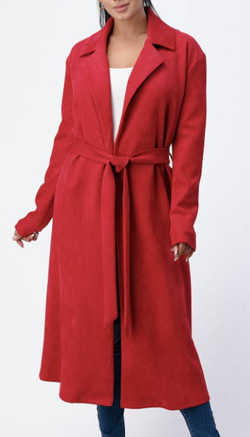 kollektion Jonglere Træde tilbage Sweet Red Suede Trench Jacket - DoubleOStyles