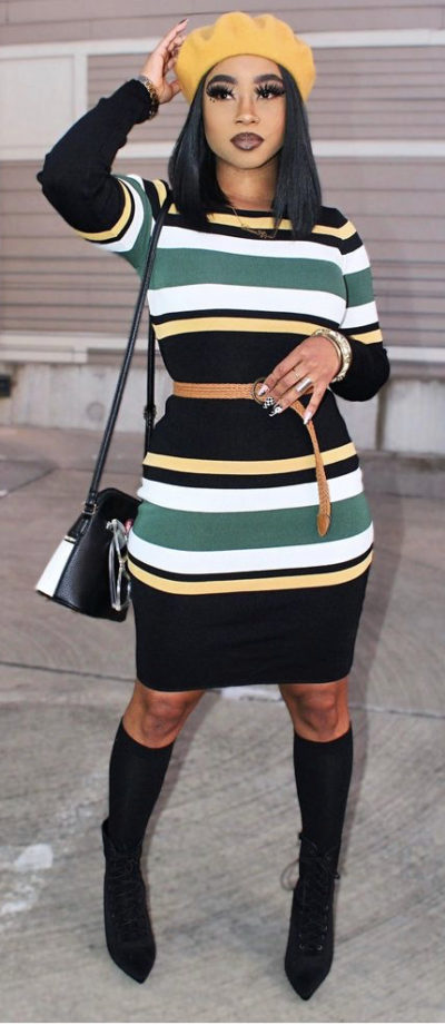Classic Striped Knit Dress