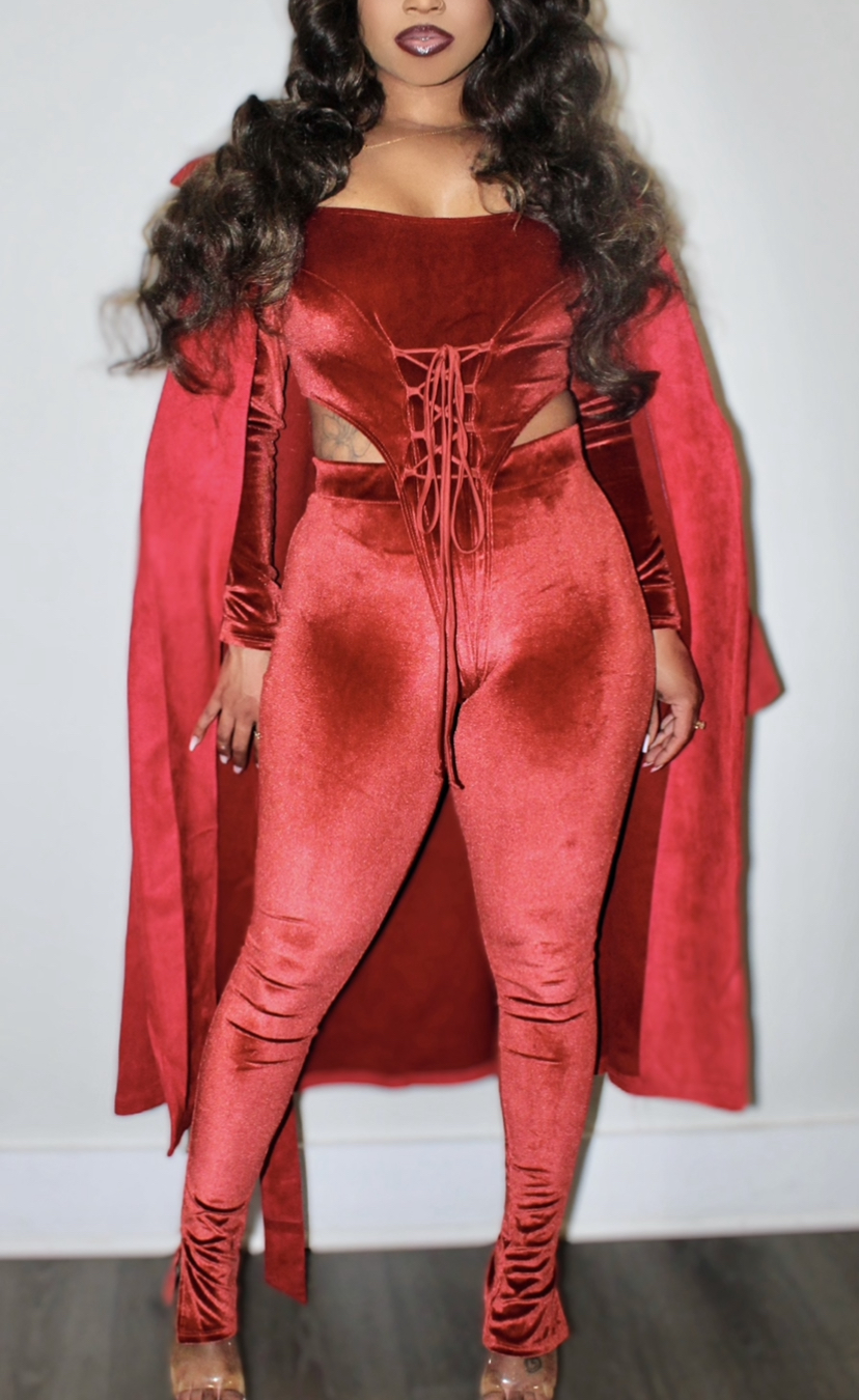 Velvet Lace-Up 2PC Set