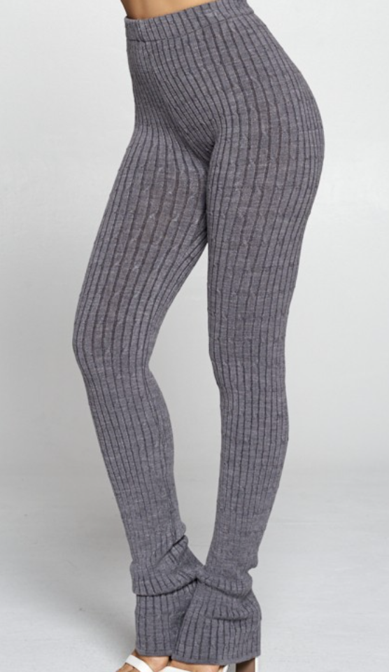Gray Knit Slit Bottoms