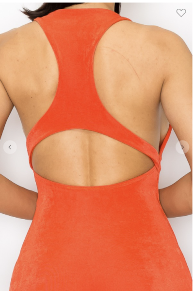 Orange Velour Bodycon Dress